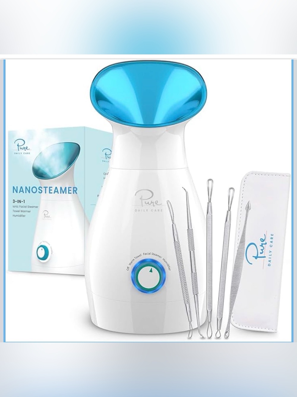 Pure Daily Care NanoSteamer 3-in-1 Facial Steamer Ionic Humidifier-NIB